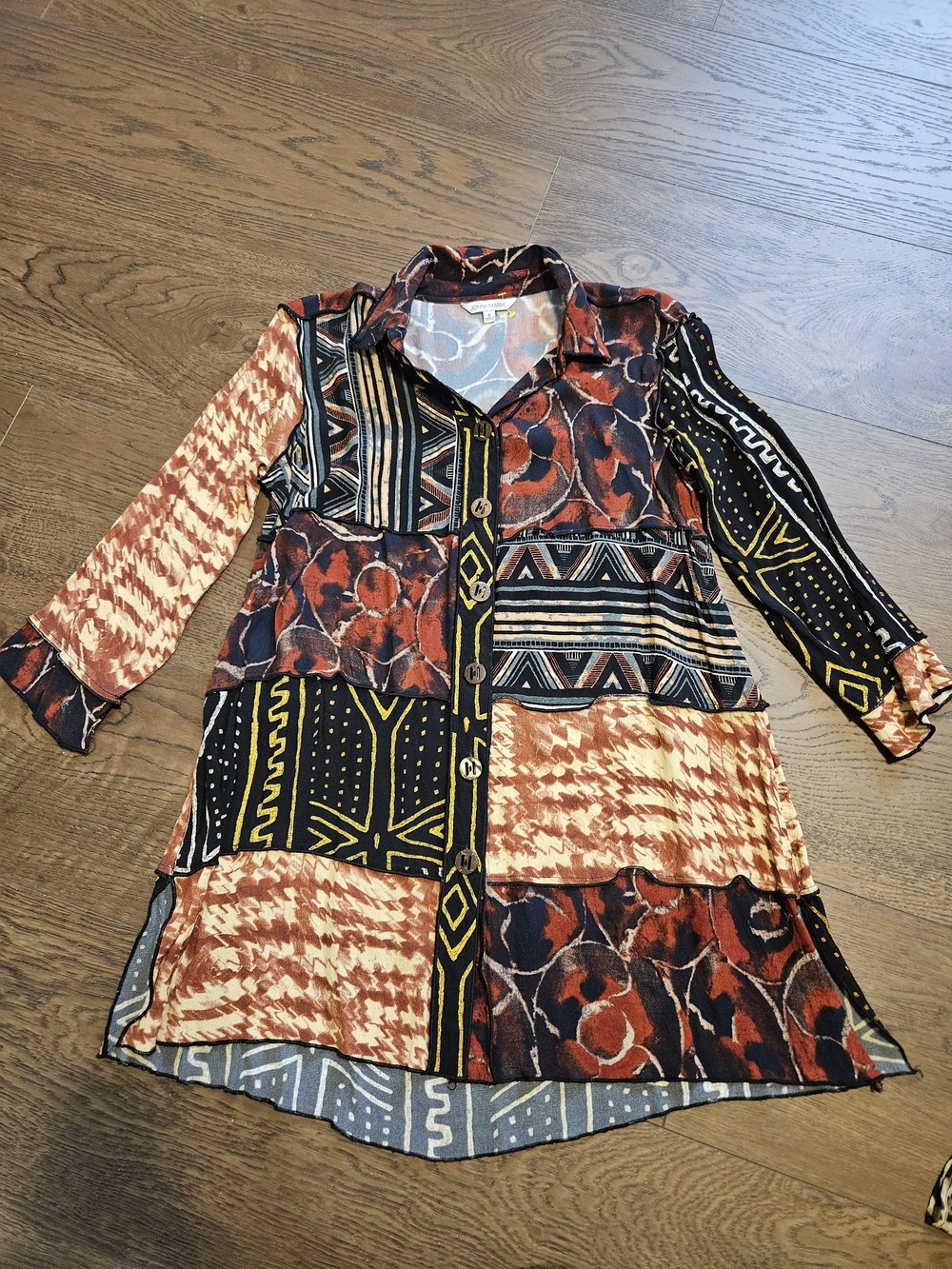John Mark multicolor abstract print Dress- Red, Blue, Black